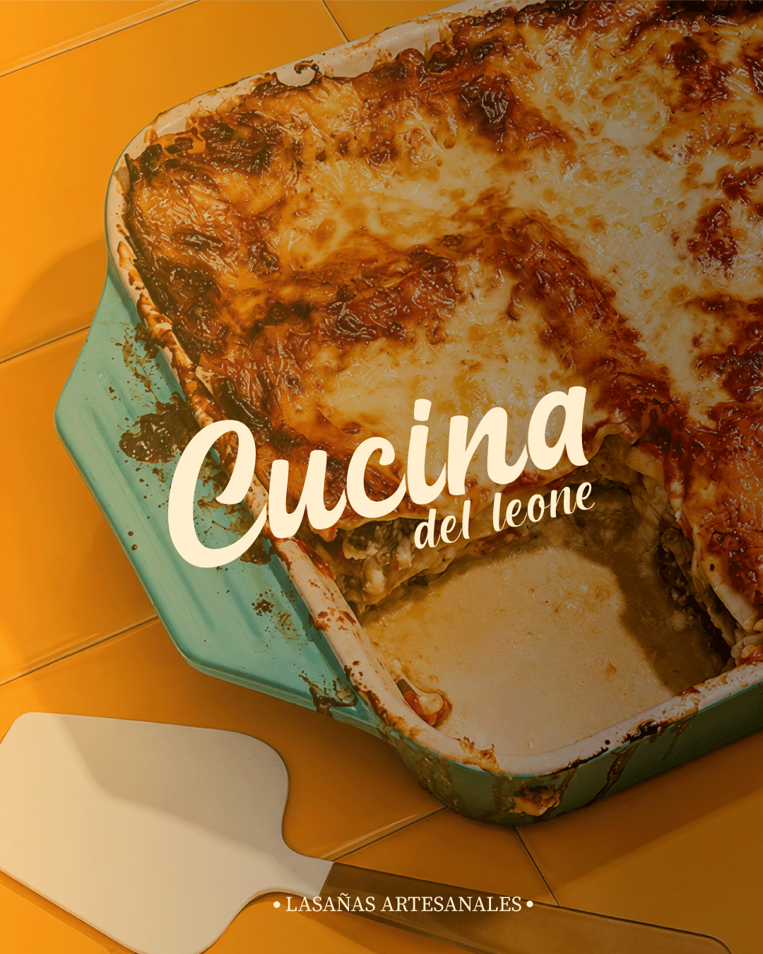 Identidad Cucina del Leone sobre lasaña artesanal