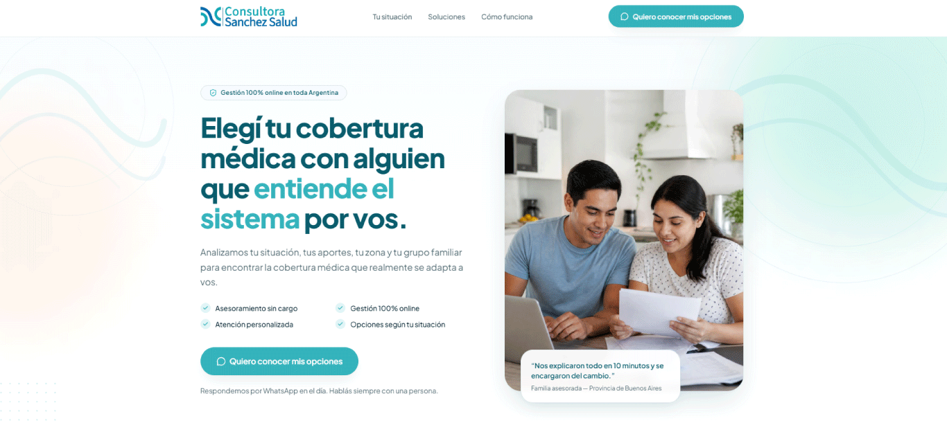 Sitio web de Consultora Sanchez Salud